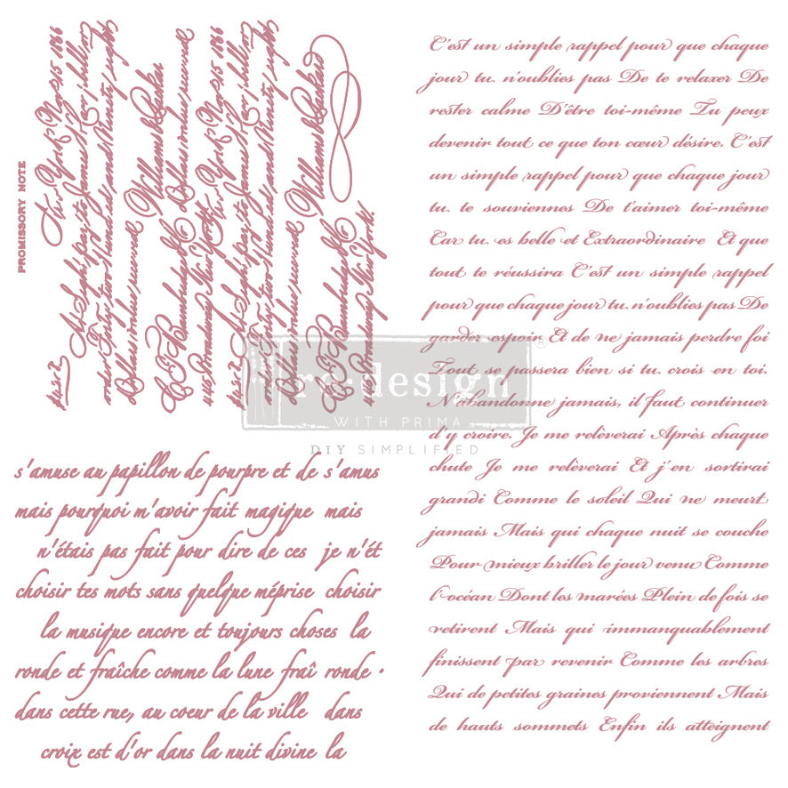 REDESIGN DECOR STAMP – VINTAGE SCRIPT – 12″X12″ (3 PCS)