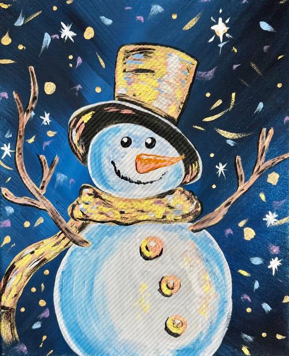 Snow Much Fun! Kids Snowman Paint Party – 11x14 Canvas or Canvas Tote Bag