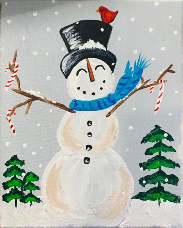 Snow Much Fun! Kids Snowman Paint Party – 11x14 Canvas or Canvas Tote Bag