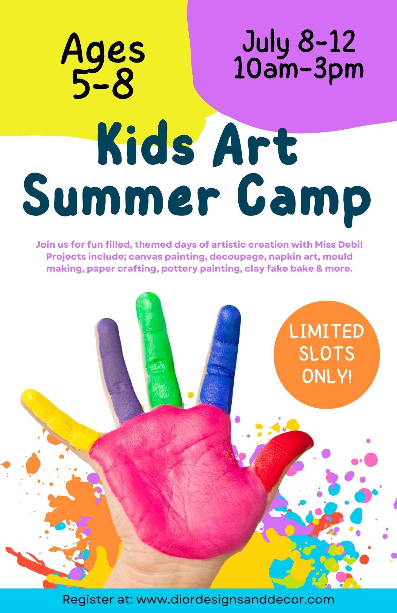 Summer Art Camps 2024: 5-8yrs & 9-12yrs