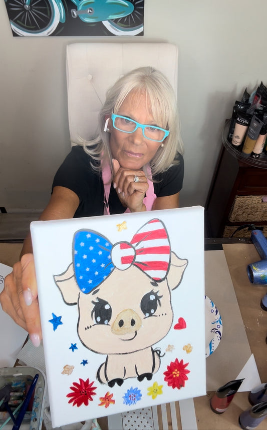 Miss Patriotic Piggy FREE Paint-Along ONLINE Class, Tracer & Supply List