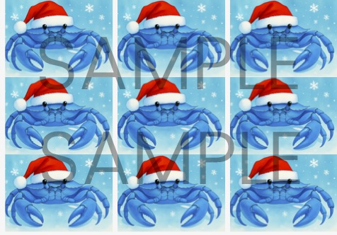 Blue Crab in a Santa Hat — Coastal Christmas Printable