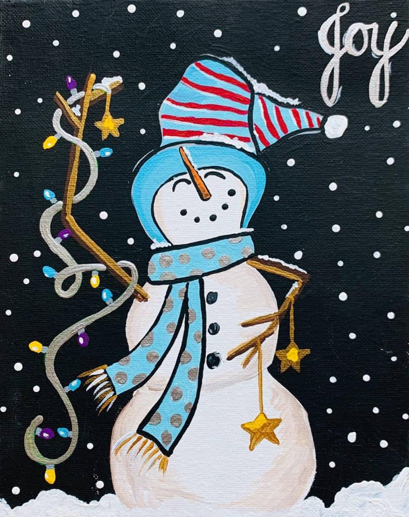Snow Much Fun! Kids Snowman Paint Party – 11x14 Canvas or Canvas Tote Bag